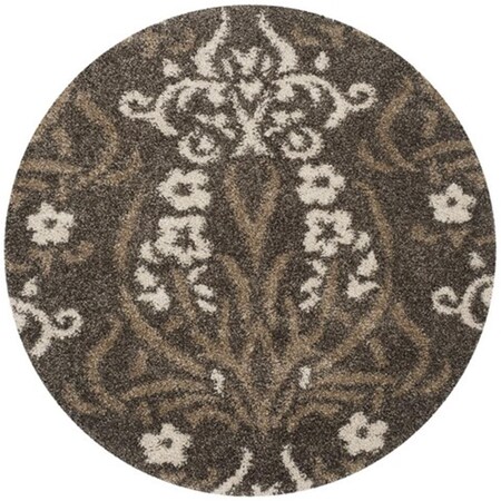 Safavieh Florida Shag Power Loomed Round Rug- Smoke - Beige- 4 x 4 ft. SG457-7913-4R